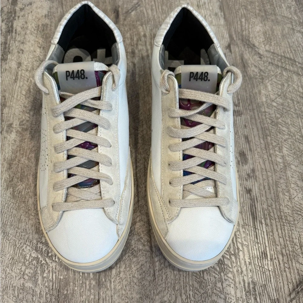 P448 Distressed Style Sneakerswith Neon Yellow Accents - Picture 2 of 11